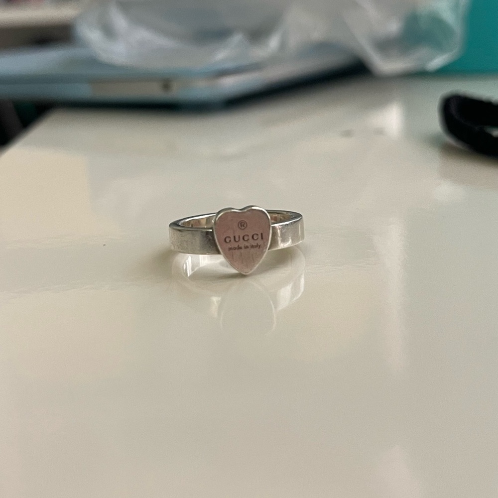 Silver trademark Gucci ring